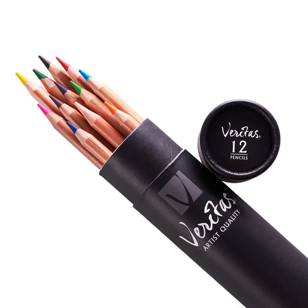 Veritas Coloring Pencils ~ Set of 12 ~ Open Cylinder View