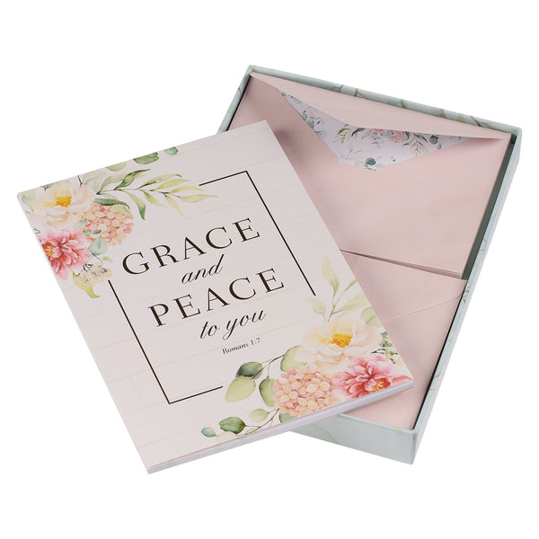 Boxed Floral Notepad & Pink Envelop Set