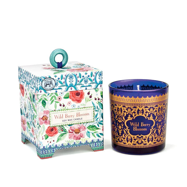 Floral Box w/ Cobalt and Gold Candle Tumbler