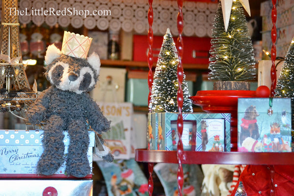 Bunnies by the Bay's Roxy Raccoon Displayed in The Little Red Shop