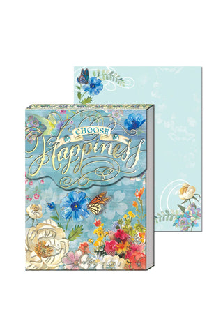 "Choose Happiness" Blue & Floral Pocket Note Pad