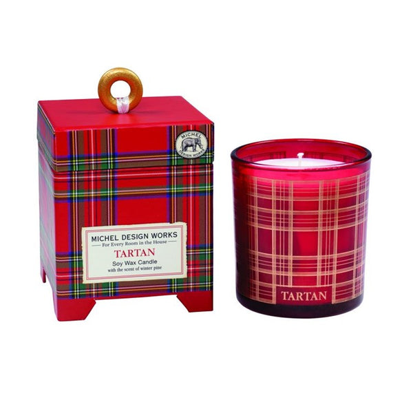 Boxed Candle with Red/Gold Plaid Tumbler