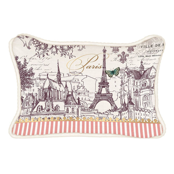 Michel Design Works Toujours Paris Throw Pillow w/ Eiffel Tower and Notre Dame Cathedral